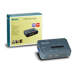 Micronet SP212D - 2-Port KVM Switch, USB, 2 3-in-1 KVM Cables.