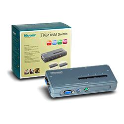 Micronet SP214EL - 4-Port KVM Switch, PS/2, 4 3-in-1 KVM Cables.