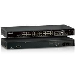 Micronet SP1678A - 24-Port 10/100M Managed Switch,with 2-Port RJ-45 Gigabit and 2 Shared SFP Slots,VLAN,LACP,Port Mirror,Spanning Tree, 802,1x,Virtual Stacking, SNMP.